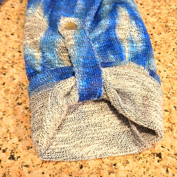 Ruby Rd top Blue & White Long Sleeve w/ Fold up strap Women size Petite Small - Picture 11 of 12